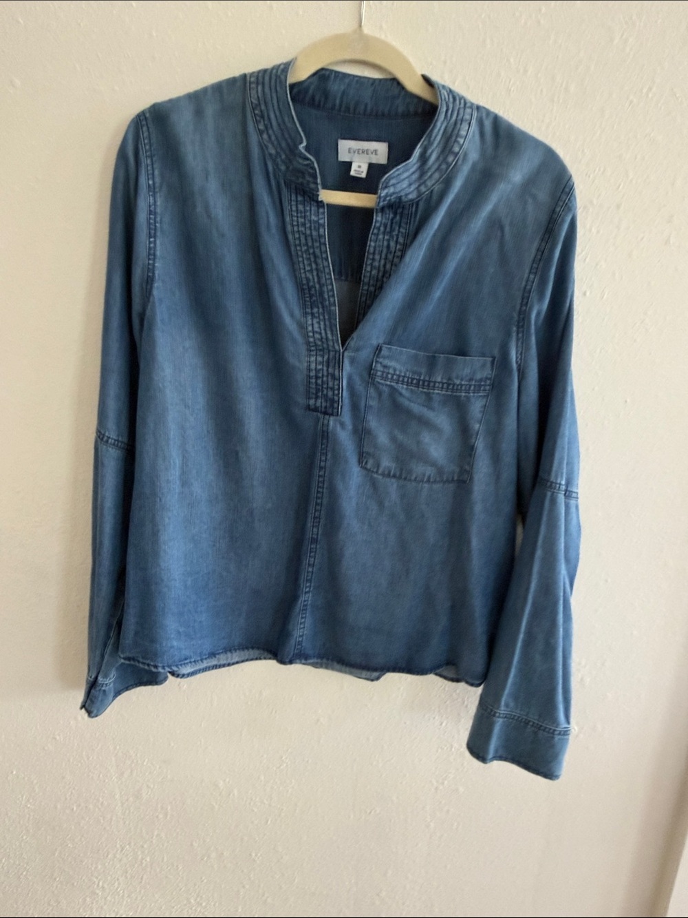 Evereve Indigo Denim-Look Split V Tunic